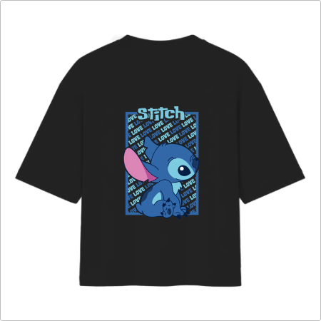 Camiseta Oversized Stich Love You